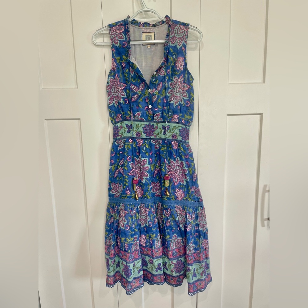 BELL by ALICIA BELL Sz XS Silk Cotton Tassel Midi Dress Boho